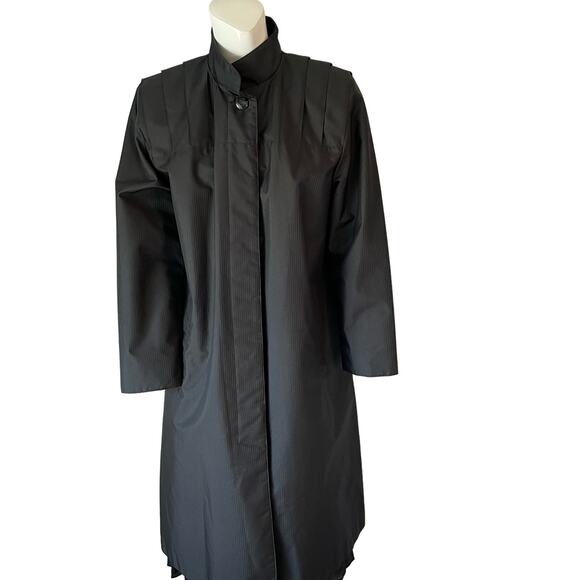 American Vintage Black All Weather Coat Size 8 Business Career Retro 80s - Picture 1 of 14